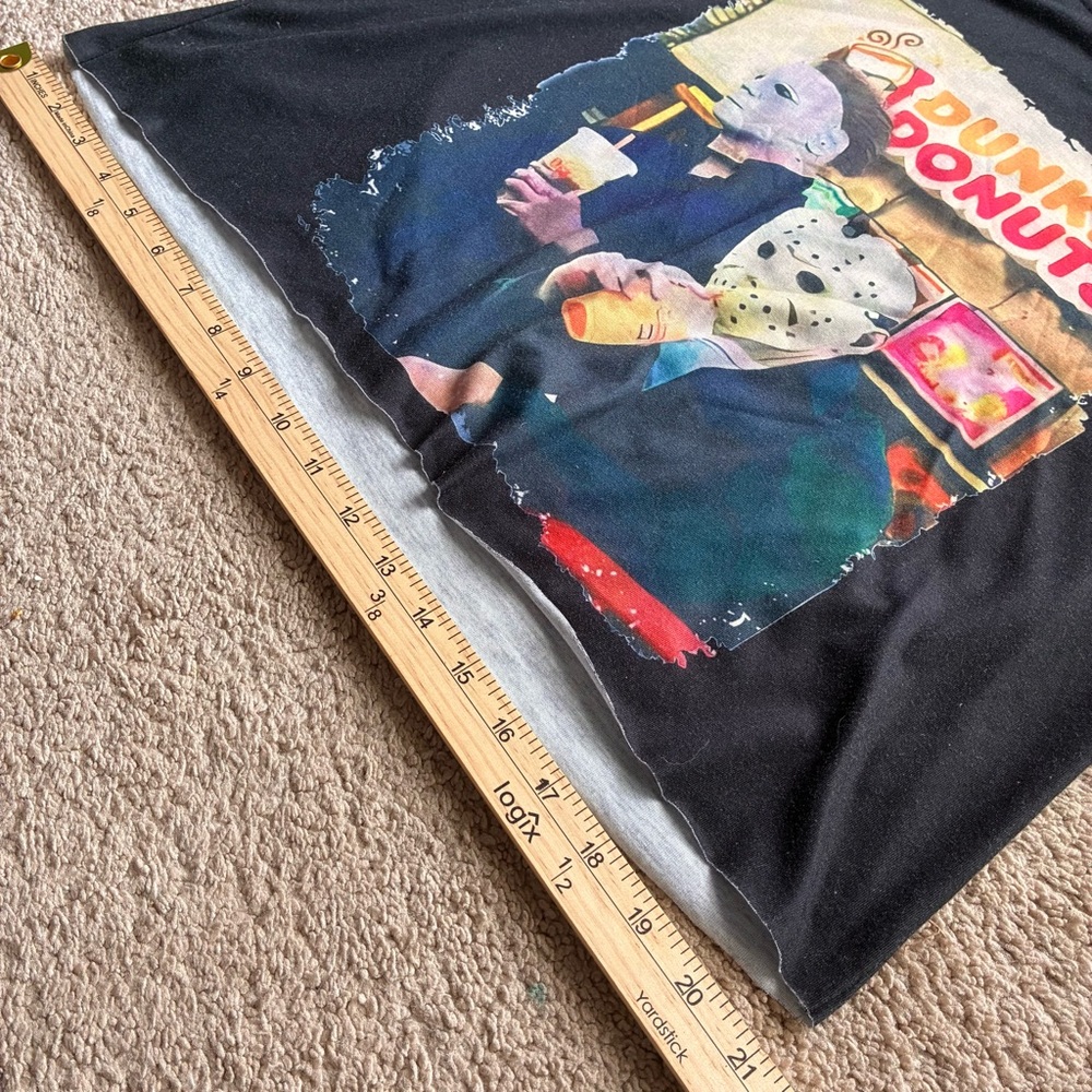 Black Graphic T-Shirt with Horror Theme - Picture 4 of 7